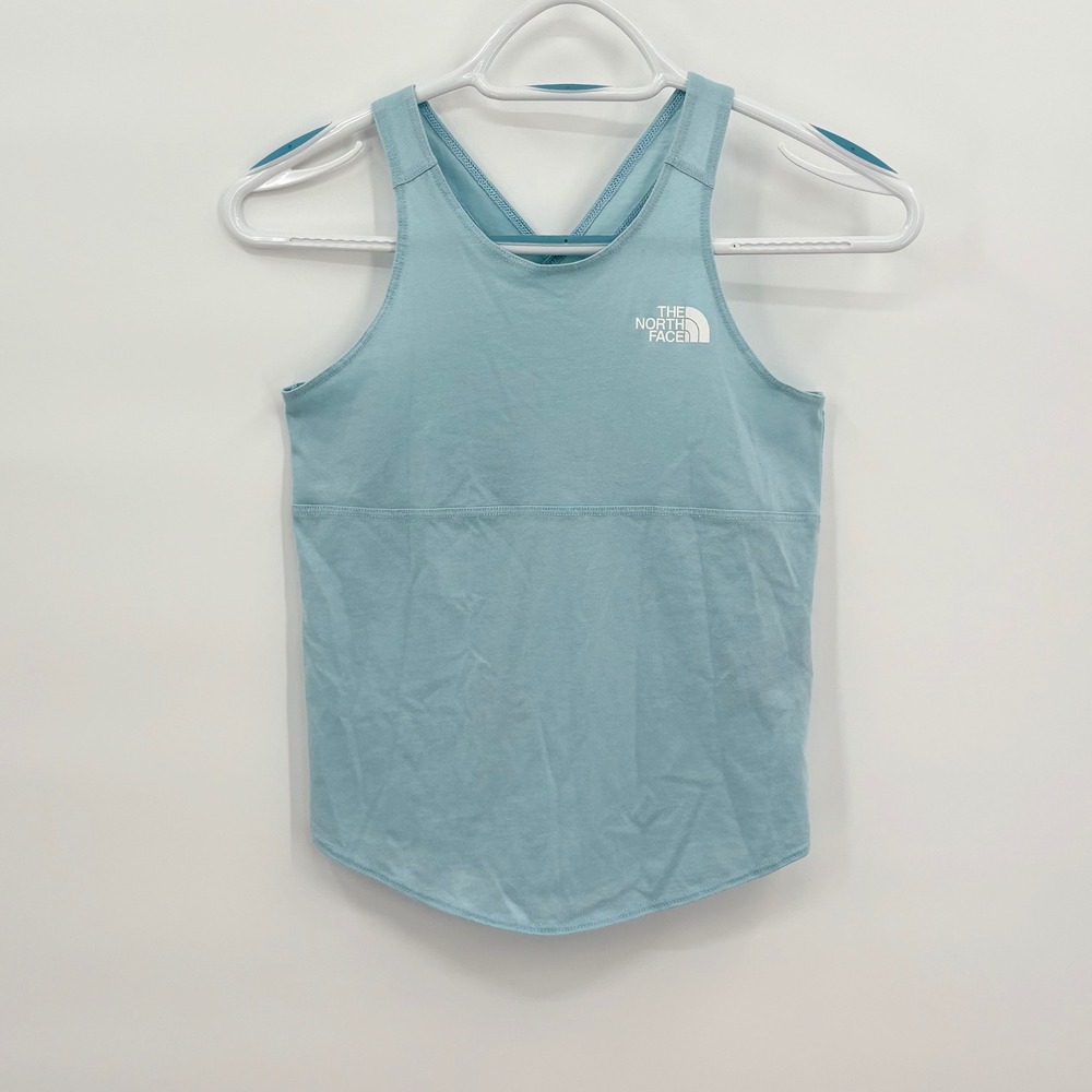 The North Face Girls Light Blue Crisscross Back Active Tank Top Size M 10/12‎